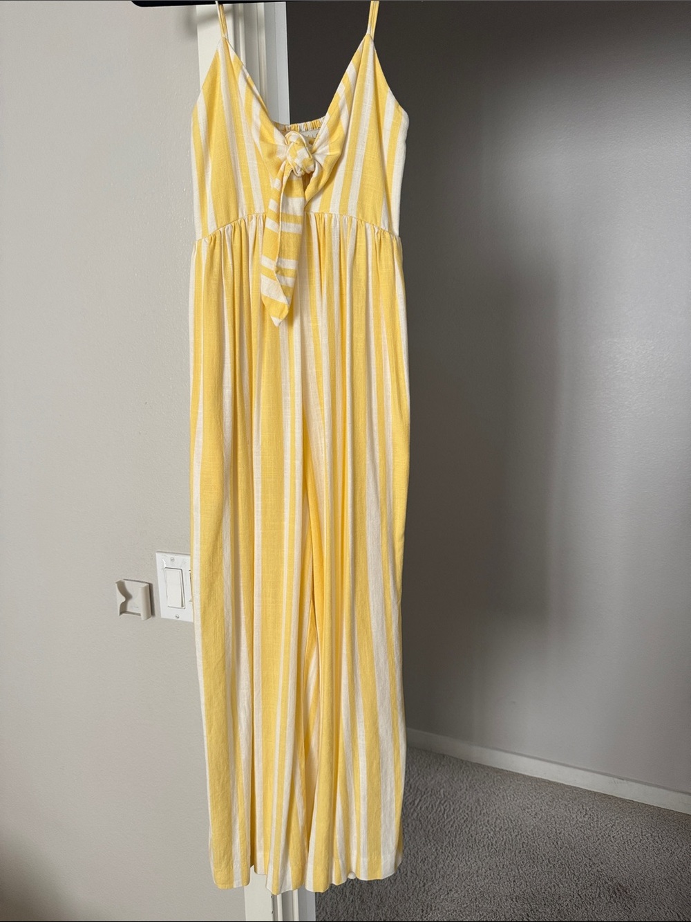 Willow Yellow and White Striped Maxi Dress with Front Tie